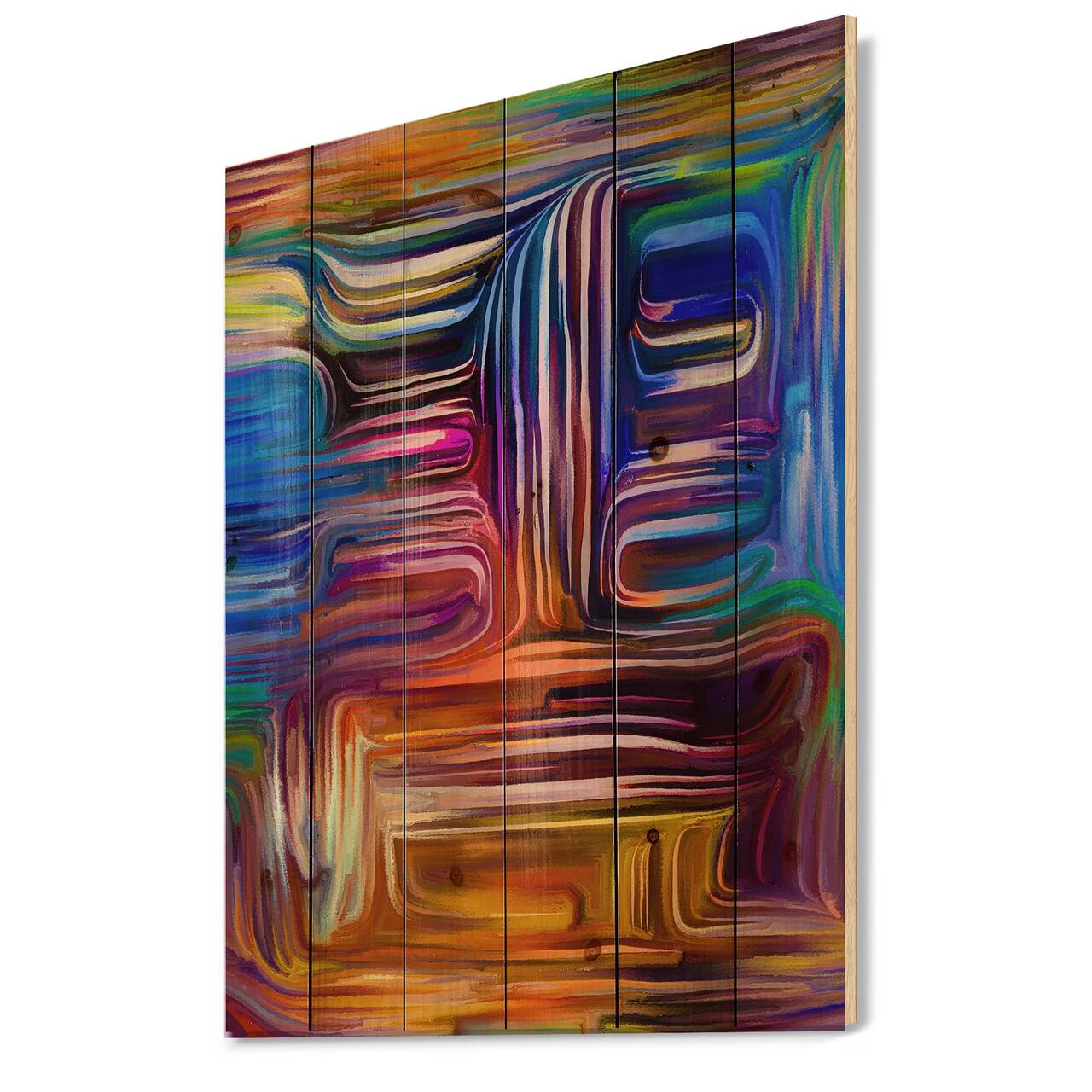 Designart - Colour Fusion V - Modern Print on Natural Pine Wood